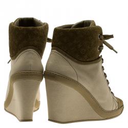 Louis Vuitton Beige Batignolles Wedge High Top Sneakers Size 40