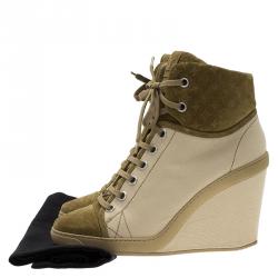 Louis Vuitton Beige Batignolles Wedge High Top Sneakers Size 40