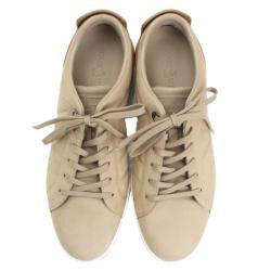 مملوكة مسبقًا Louis Vuitton Beige Leather and Nubuck Sneakers Size 41.5