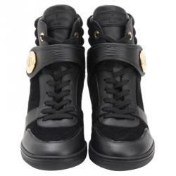 Louis Vuitton Black Epi Leather and Suede Postmark Sneaker Boots Size 39.5