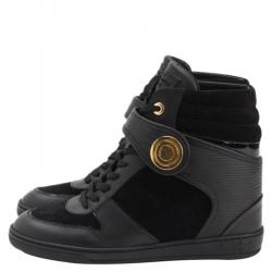 Louis Vuitton Black Epi Leather and Suede Postmark Sneaker Boots Size 39.5