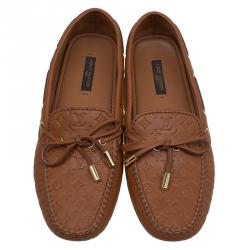 Pre Owned حذاء لوفرز لوي فيتون غلوريا جلد بني مونوغرامي مقاس 36