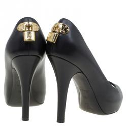 Pre Owned Louis Vuitton Black Leather Oh Really! Peep Toe Pumps Size 35.5