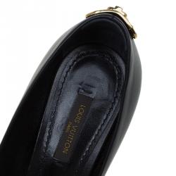 Pre Owned Louis Vuitton Black Leather Oh Really! Peep Toe Pumps Size 35.5