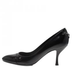 Pre Owned Louis Vuitton Black Patent Chain Link Pumps Size 39