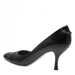 Pre Owned Louis Vuitton Black Patent Chain Link Pumps Size 39