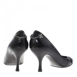 Pre Owned Louis Vuitton Black Patent Chain Link Pumps Size 39