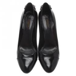 Pre Owned Louis Vuitton Black Patent Chain Link Pumps Size 39