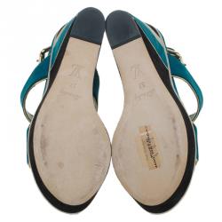 Louis Vuitton Two Tone Suede Waterbay Wedge Sandals Size 37