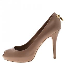 Pre Owned Louis Vuitton Dune Leather Oh Really! Peep Toe Platform Pumps Size 38.5