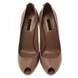 Pre Owned Louis Vuitton Dune Leather Oh Really! Peep Toe Platform Pumps Size 38.5