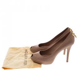 Pre Owned Louis Vuitton Dune Leather Oh Really! Peep Toe Platform Pumps Size 38.5