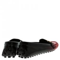 مملوكة مسبقًا Louis Vuitton Black And Red Gradient Patent Leather Oxford Loafers Size 37