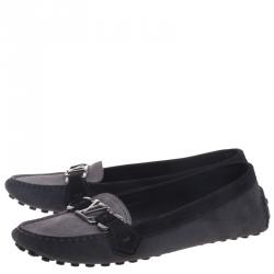 Pre Owned Louis Vuitton Tri Color Suede Oxford Loafers Size 39