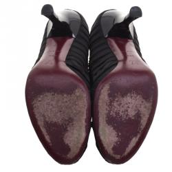 Pre Owned حذاء كعب عالي لوي فيتون بالمورال ساتان أسود بطيات مقاس 39.5