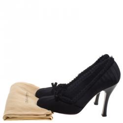 Pre Owned حذاء كعب عالي لوي فيتون بالمورال ساتان أسود بطيات مقاس 39.5