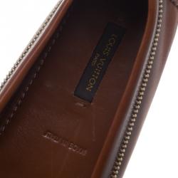 Pre Owned Louis Vuitton Brown Leather Zip Detail Oxford Loafers Size 37