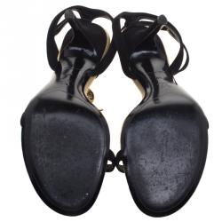 Pre Owned صندل لوي فيتون سوي دي أسود حزام حرف T مزين بشعار الماركة مقاس 40