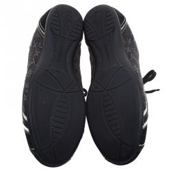 Pre Owned حذاء رياضي لوي فيتون جينز أسود مونوغرامي وحواف من جلد التمساح مقاس 39.5