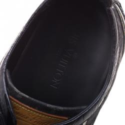 Pre Owned حذاء رياضي لوي فيتون جينز أسود مونوغرامي وحواف من جلد التمساح مقاس 39.5