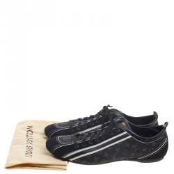 Pre Owned حذاء رياضي لوي فيتون جينز أسود مونوغرامي وحواف من جلد التمساح مقاس 39.5