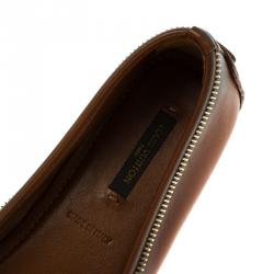 Pre Owned Louis Vuitton Brown Leather Oxford Ballet Flats Size 38