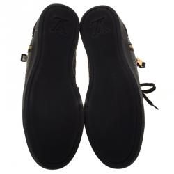 Louis Vuitton Black Monogram Embossed Leather Punchy High Top Sneakers Size 37