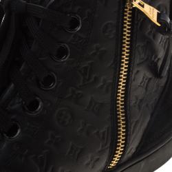Louis Vuitton Black Monogram Embossed Leather Punchy High Top Sneakers Size 37