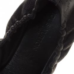 Pre Owned Louis Vuitton Black Perforated Monogram Leather Elba Ballerina Flats Size 38