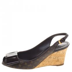 Ladies Louis Vuitton Rivoli Wedge Sandal with Monogram Canvas. Size 36.5 -  Harrington & Co.