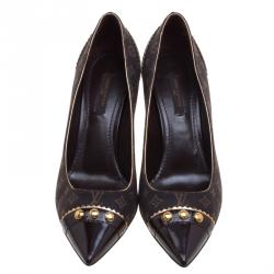 Pre Owned حذاء كعب عالي لوي فيتون ميني لين ريكوال مونوغرامي بني مقاس 37.5