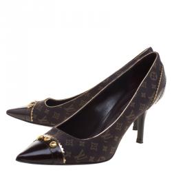 Pre Owned حذاء كعب عالي لوي فيتون ميني لين ريكوال مونوغرامي بني مقاس 37.5