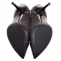 Pre Owned حذاء كعب عالي لوي فيتون ميني لين ريكوال مونوغرامي بني مقاس 37.5