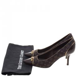 Pre Owned حذاء كعب عالي لوي فيتون ميني لين ريكوال مونوغرامي بني مقاس 37.5