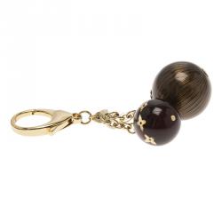 Pre Owned Louis Vuitton Brown Balls Gold Tone Monogram Bag Charm