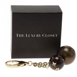 Pre Owned Louis Vuitton Brown Balls Gold Tone Monogram Bag Charm