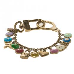 Louis Vuitton Key Ring Bag Charm Pastilles Chain Gold Tone
