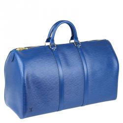 Pre Owned Louis Vuitton Toledo Blue Epi Leather Keepall 50 Bag