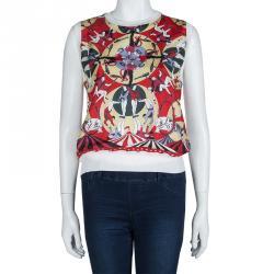 مملوكة مسبقًا M Missoni Multicolor Circus Print Sleeveless Knit Top M