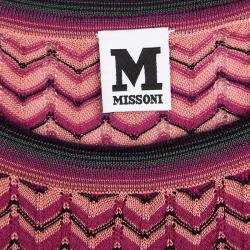 Pre Owned M Missoni Multicolor Knit Sleeveless Belted Dress M