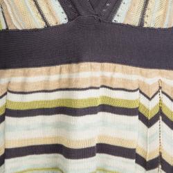 Pre Owned M Missoni Multicolor Patterned Knit Short Sleeve Dress M