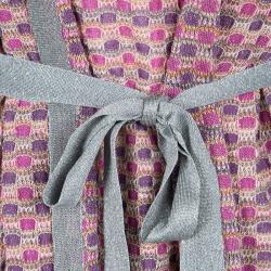 Pre Owned M Missoni Multicolor Lurex Knit Detail Top and Belted Cardigan Set L