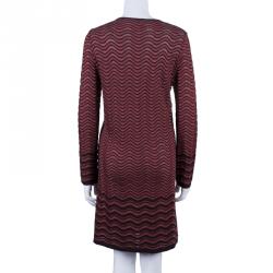 Pre Owned M Missoni Red Wave Knit Dress L