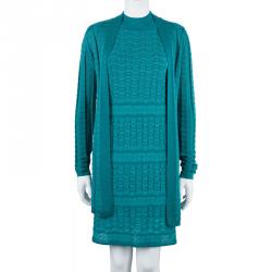 Pre Owned M Missoni Blue Knit Dress And Cardigan Set M