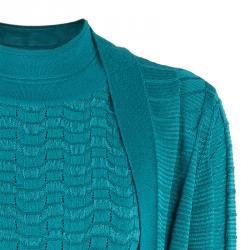 Pre Owned M Missoni Blue Knit Dress And Cardigan Set M