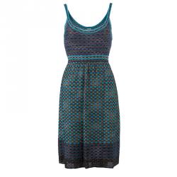 Pre Owned فستان أم ميزوني بدون أكمام متعدد الألوان مجسم S