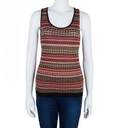 Pre Owned M Missoni Red Multicolor Sleeveless Top M