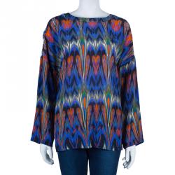 Pre Owned بلوزة أم ميزوني حرير شيفون متعددة الألوان M