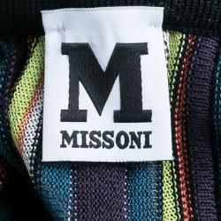 مملوكة مسبقًا M Missoni Criss-Cross Short Sleeve Pleated Multicolor Dress M