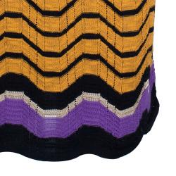 Pre Owned فستان أم ميزوني تريكو مموج بنفسجي/برتقالي M